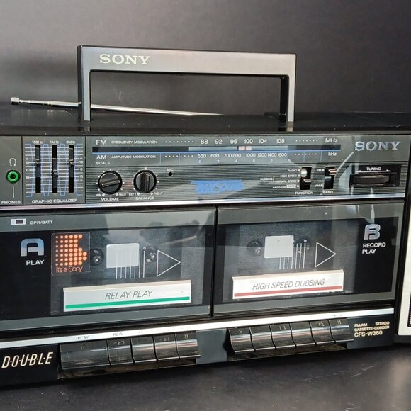 Vintage 1980’s Sony Boombox Blaster CFS-W360 Everything Works But Left Tape Deck - Picture 3 of 16